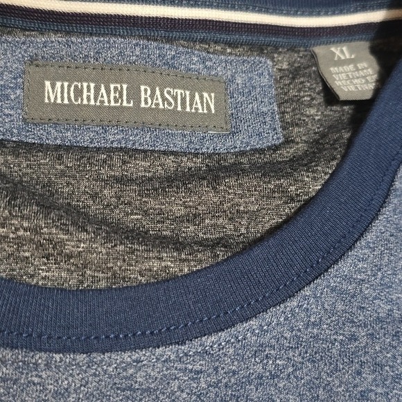 Michael Bastian Men's L/s Chest Pocket Knit Pullover Shirt Heathered Blue XL‎ - Picture 3 of 7